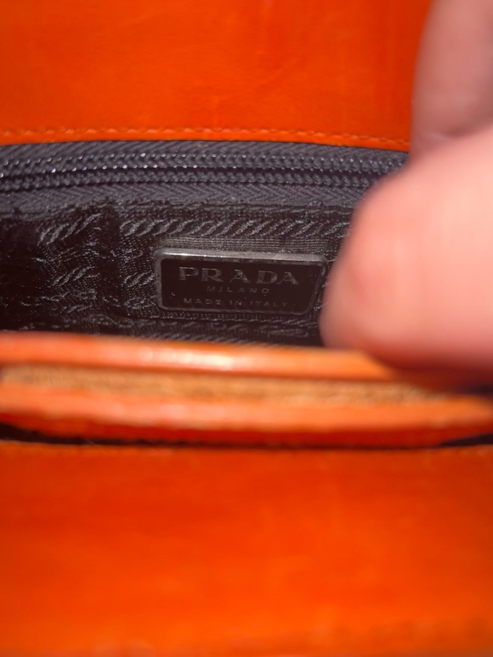 Y2K Wool Prada Orange Knit Triangle Logo Shoulder Bag - Picture 4 of 10